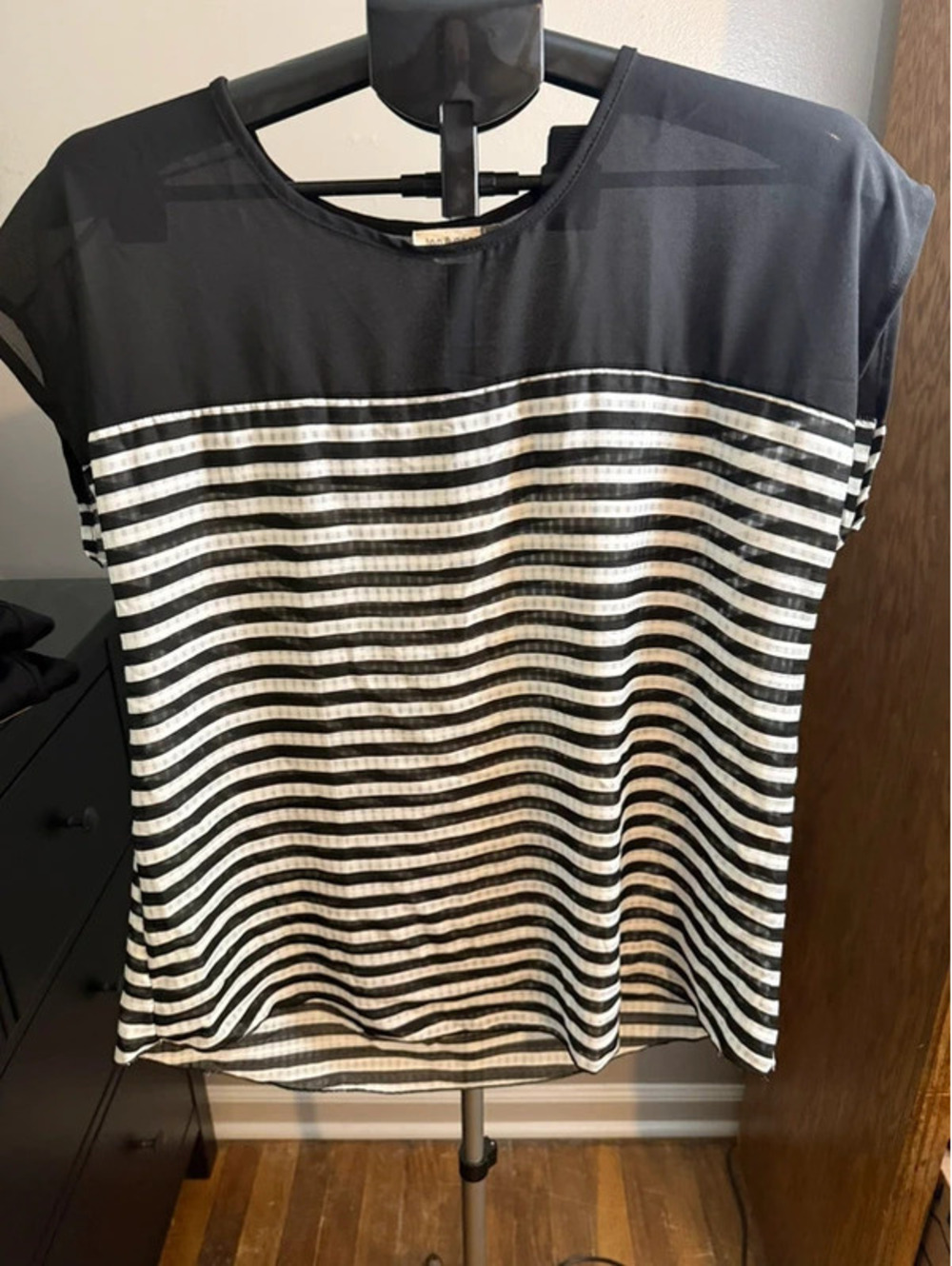 Jon & Anna Black & White Striped Sheer Top Size XL